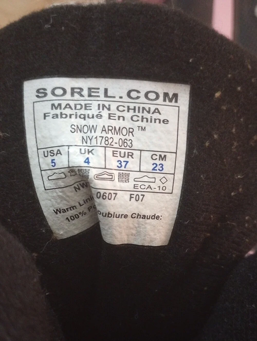 Sorel Pink and Gray Insulated Snow Winter Boots Girl Size 5